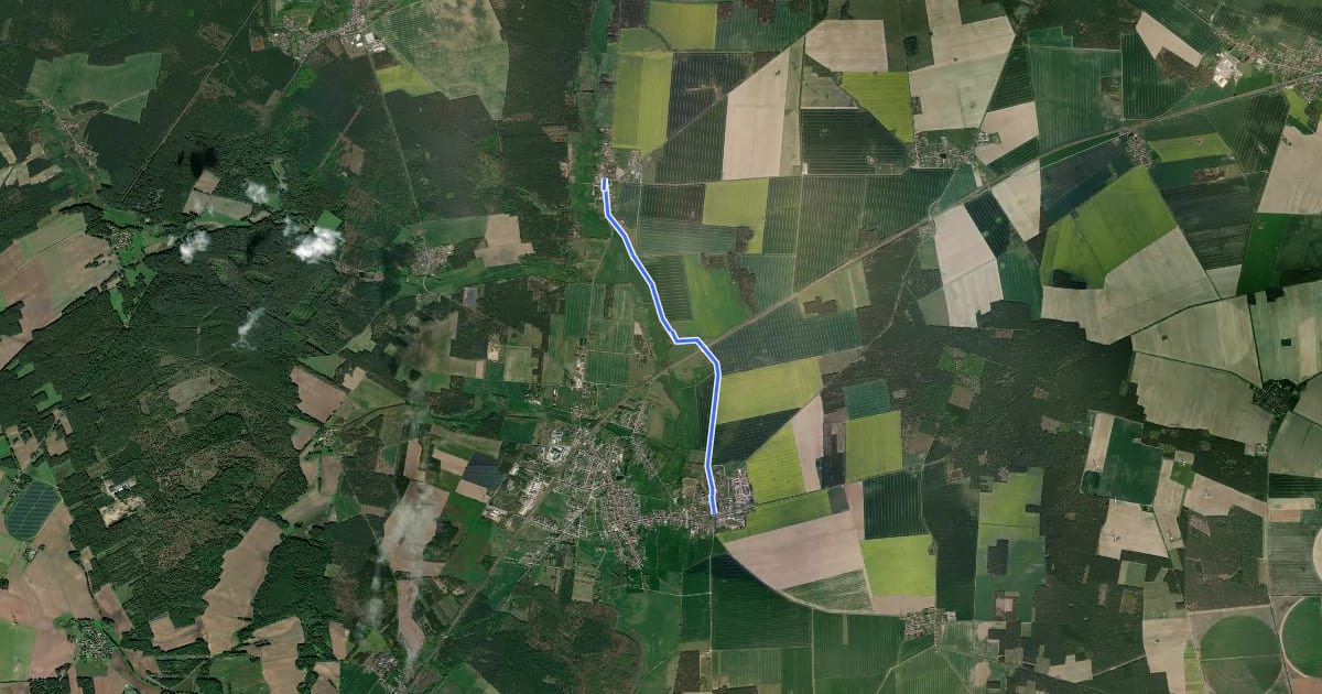 Маршрут Markierte Zubringerroute zum Radweg Berlin Leipzig на спутниковом снимке