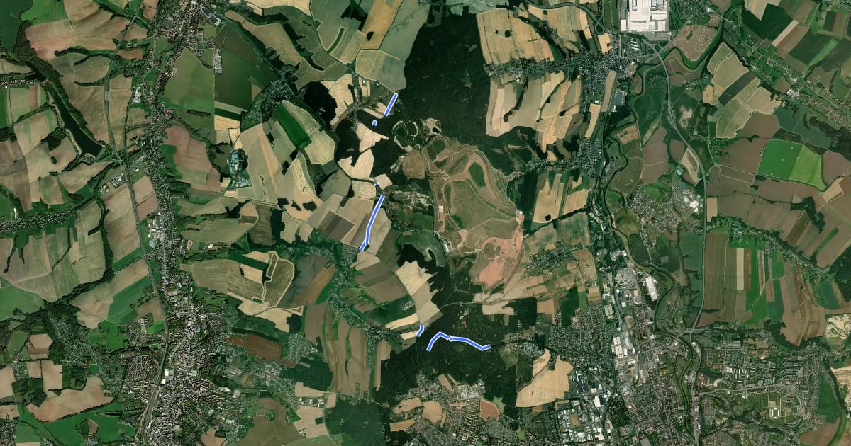 Маршрут Markierter Wanderweg, gelber Balken на спутниковом снимке