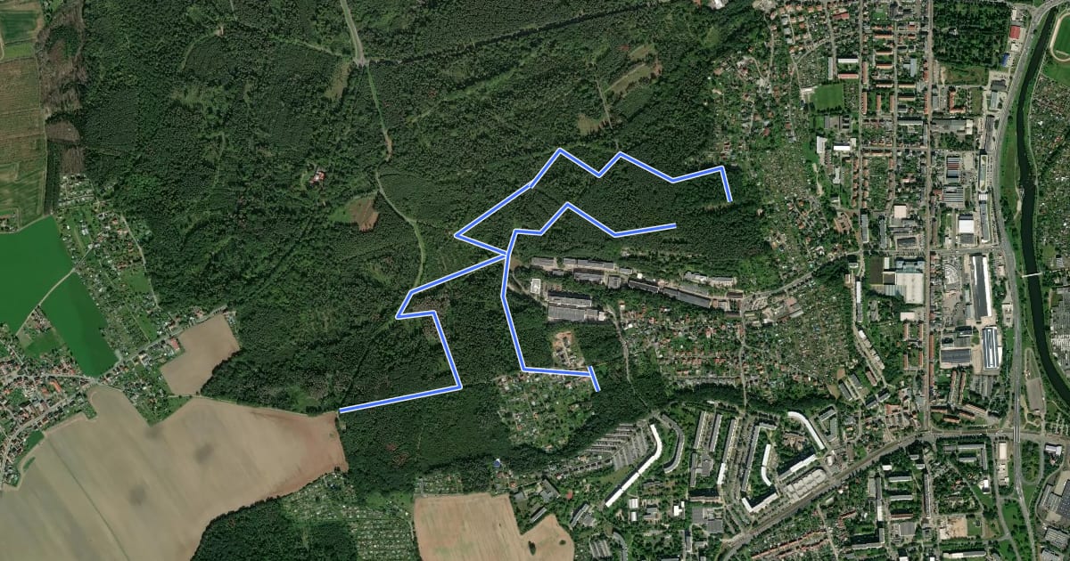 Маршрут markierter Wanderweg (red_triangle) на спутниковом снимке