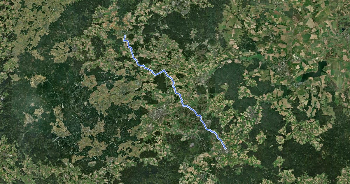 Маршрут Marktleuthen- Johanneszeche - Korbersdorf - Brand(MAK) -Großbüchelberg-Mitterteich на спутниковом снимке