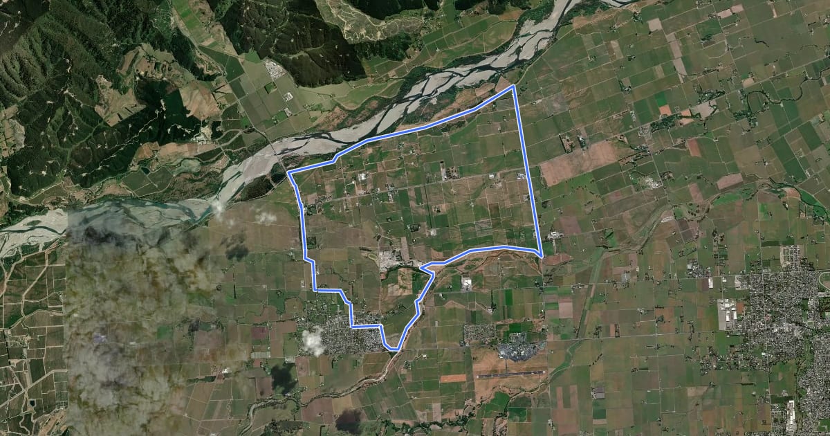 Маршрут Marlborough Wine Trail на спутниковом снимке