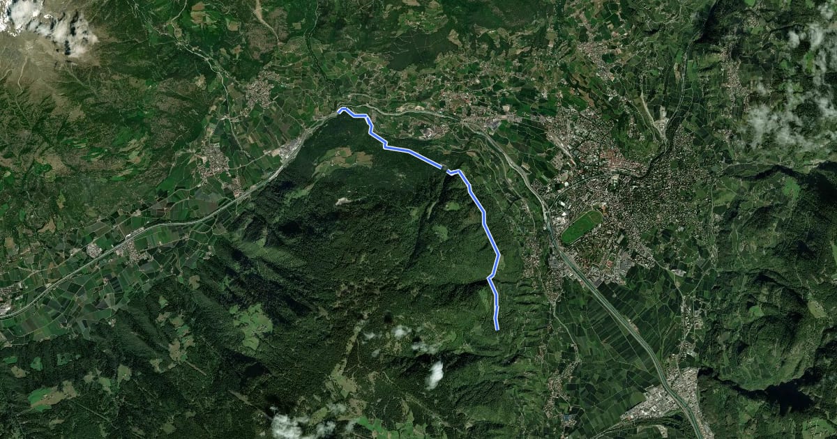 Маршрут Marlinger Höhenweg на спутниковом снимке