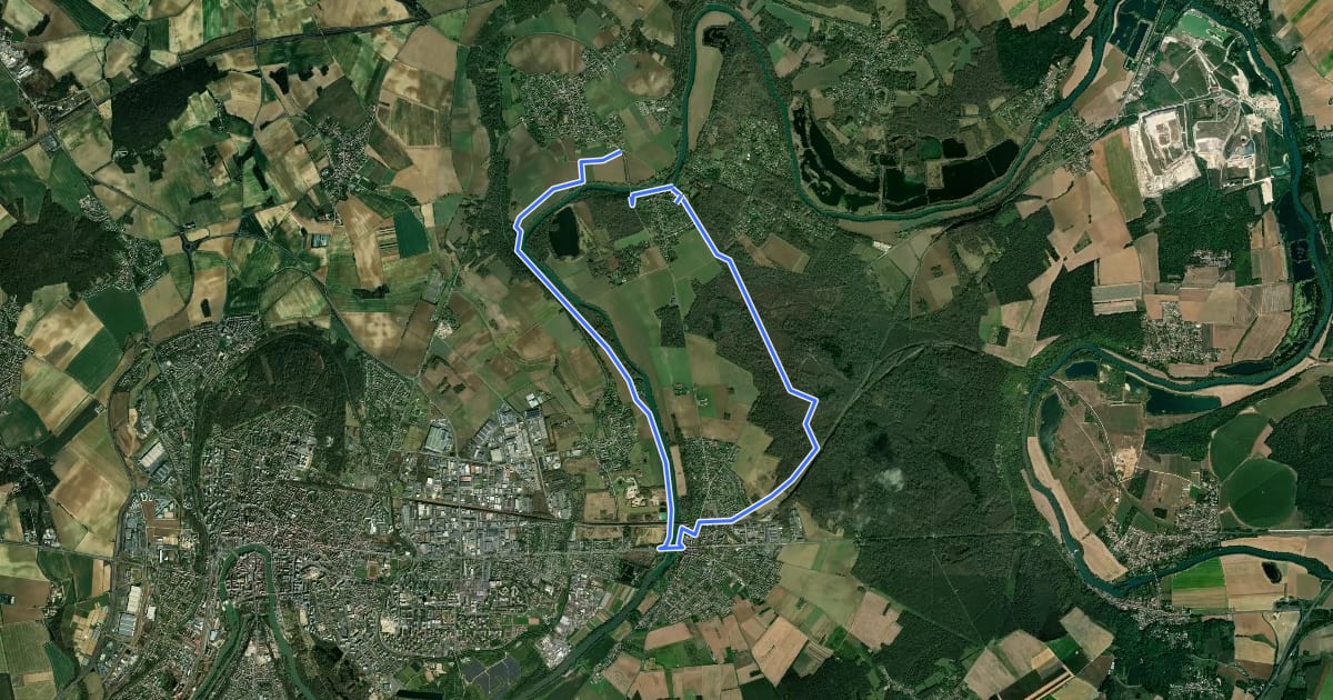 Маршрут Marne et canal à Varreddes на спутниковом снимке
