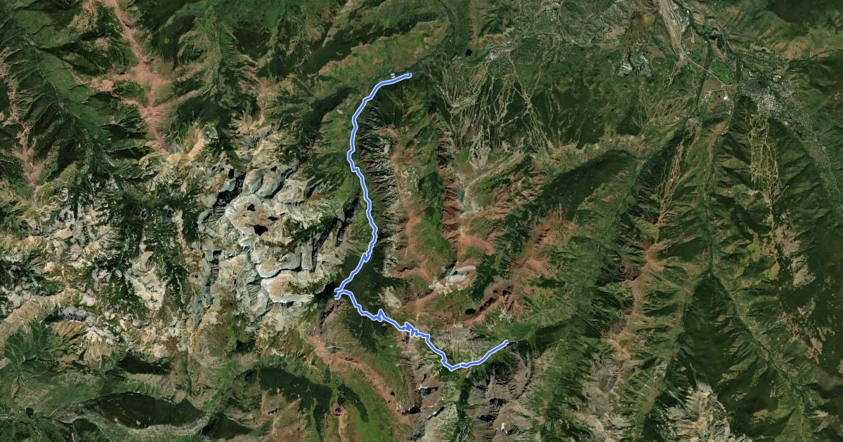 Маршрут Maroon-Snowmass Trail на спутниковом снимке