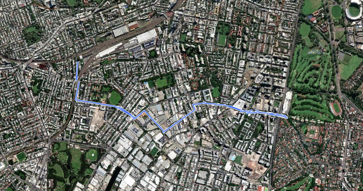 Маршрут Maroubra - Gladesville / Burwood на спутниковом снимке