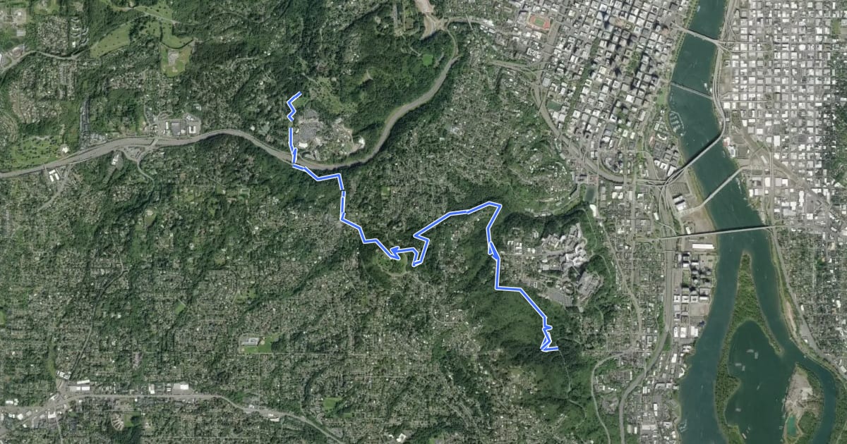 Маршрут Marquam Trail на спутниковом снимке