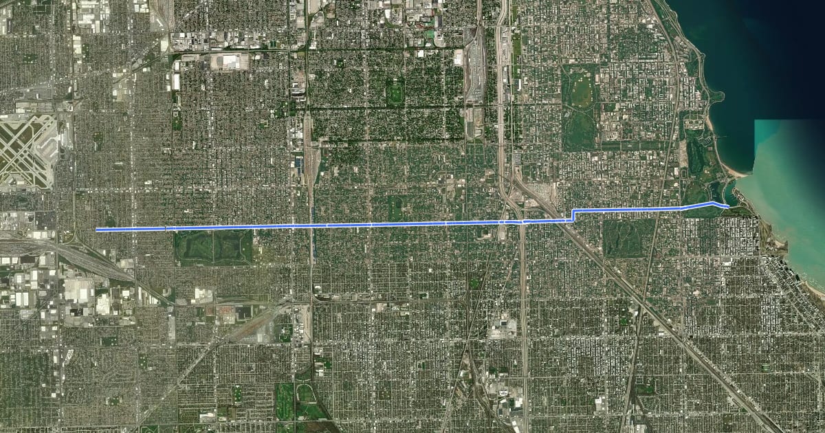 Маршрут Marquette Road на спутниковом снимке