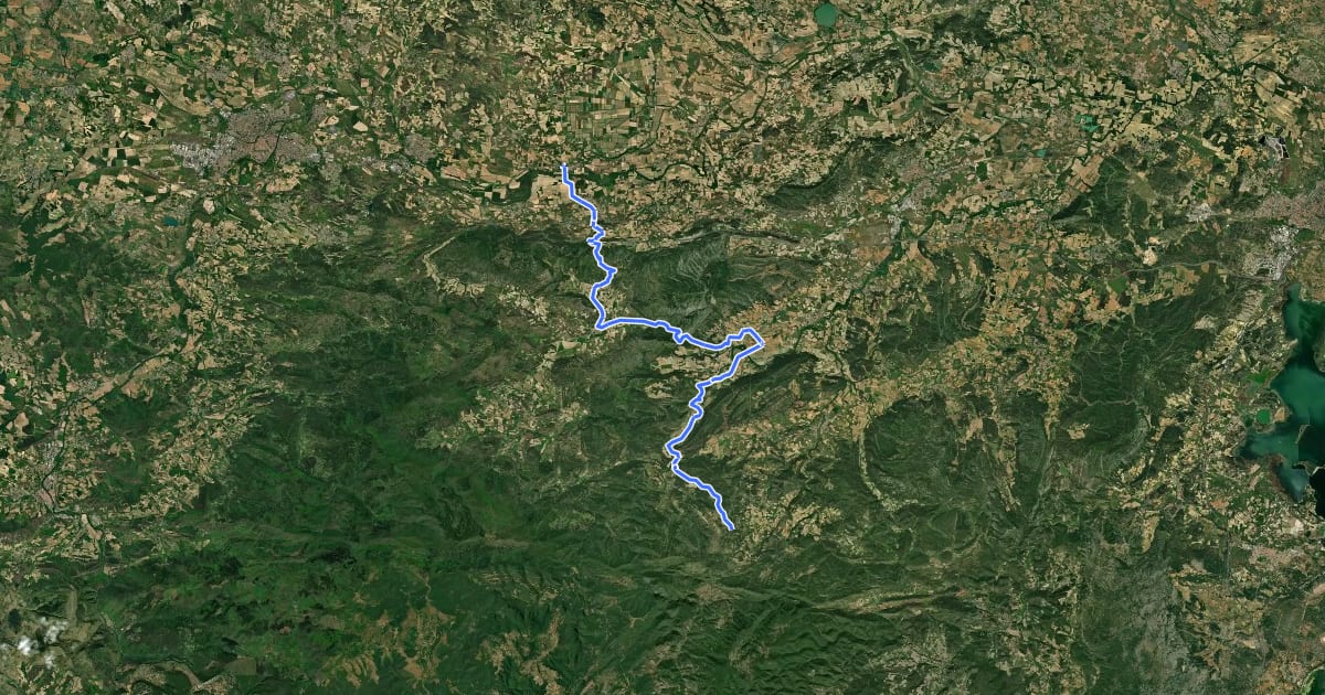 Маршрут Marseillette - Gorges de Galamus на спутниковом снимке