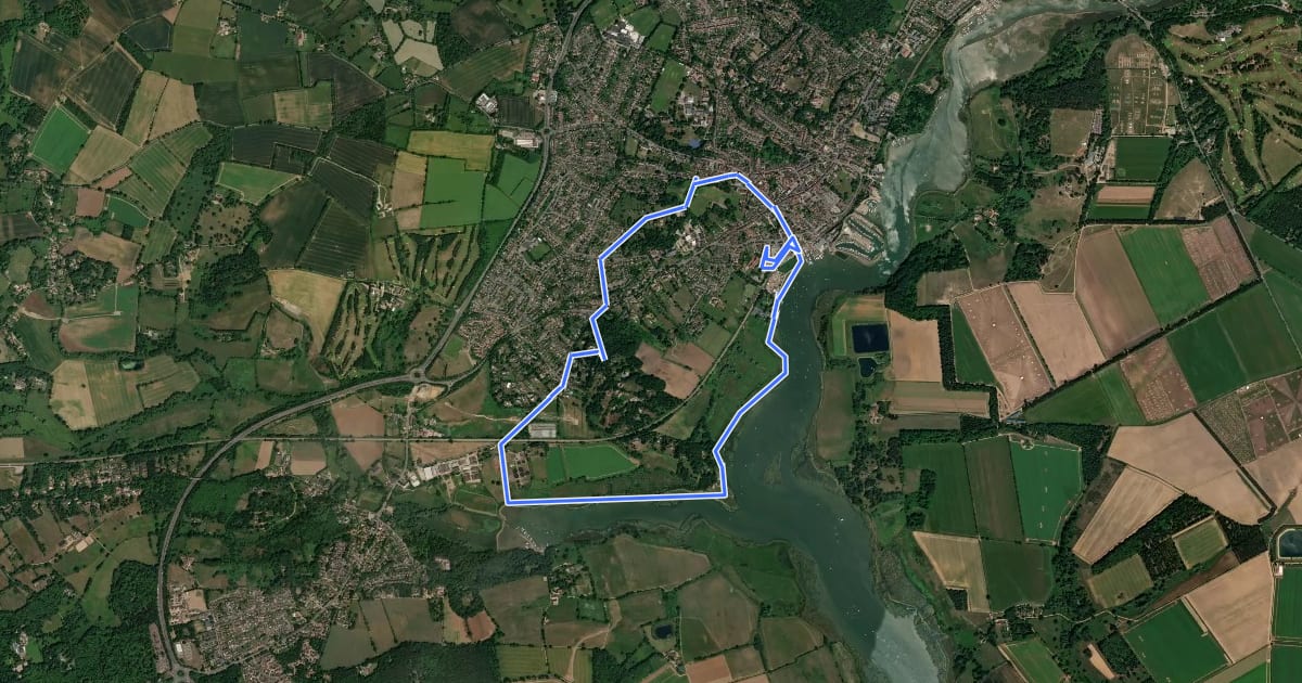 Маршрут Marshes, Mudflats and Woodbridge Circular Walk, Kyson Hill на спутниковом снимке