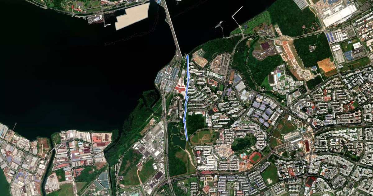 Маршрут Marsiling Park Connector на спутниковом снимке
