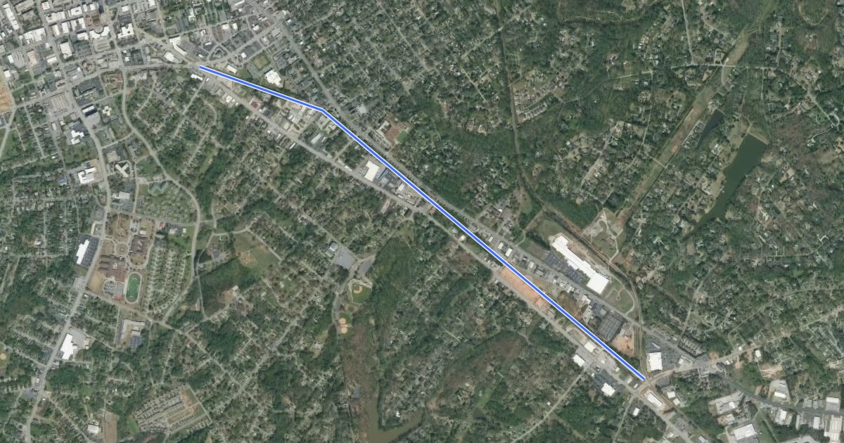 Маршрут Mary Black Rail Trail на спутниковом снимке