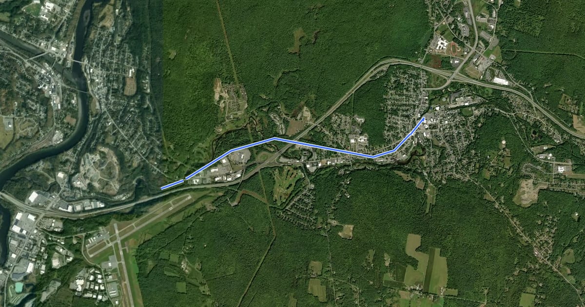 Маршрут Mascoma River Greenway на спутниковом снимке