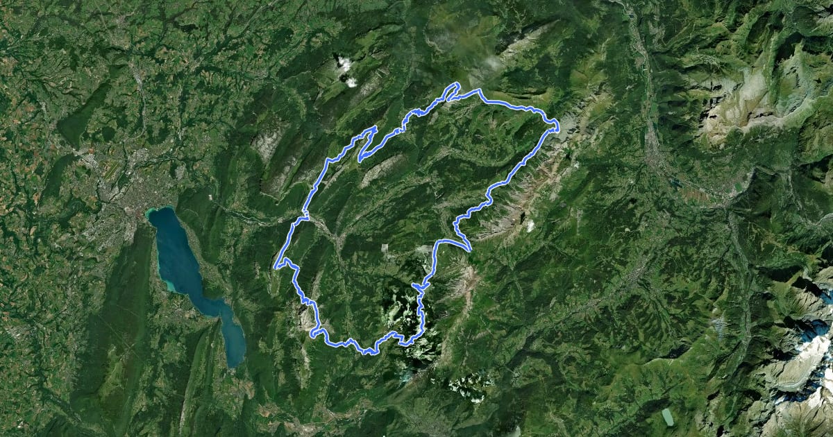 Маршрут Massif de Tournette-Aravis на спутниковом снимке