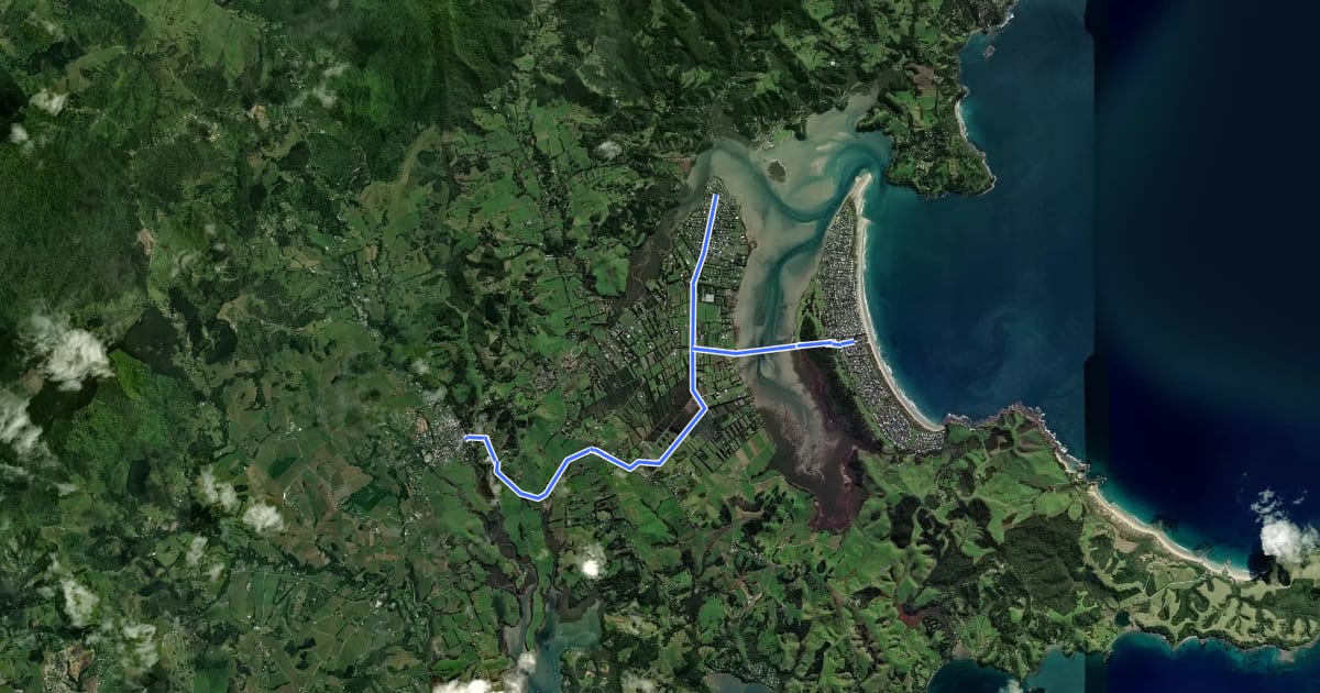 Маршрут Matakana Cycle Trail на спутниковом снимке