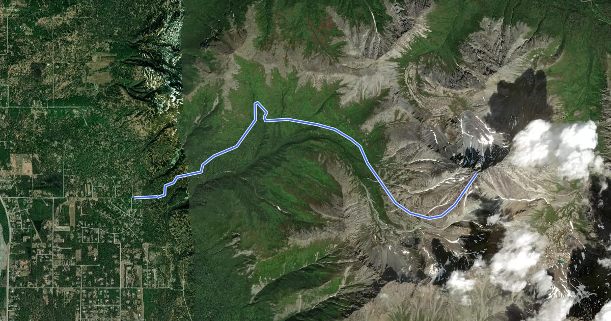 Маршрут Matanuska Peak Trail на спутниковом снимке
