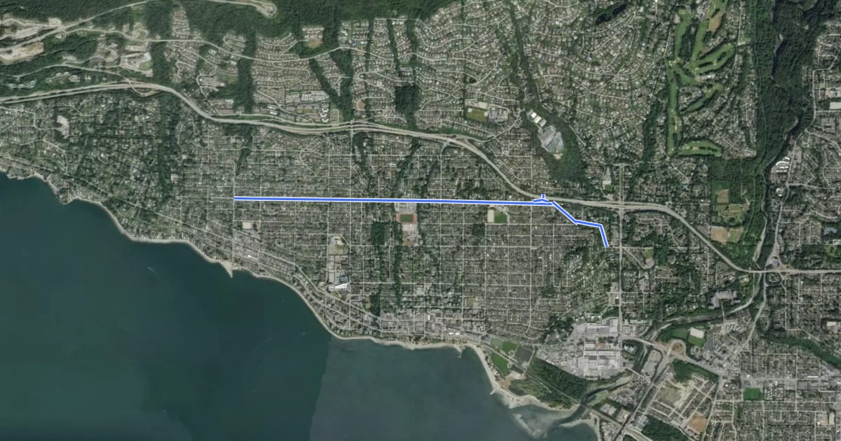Маршрут Mathers Ave на спутниковом снимке