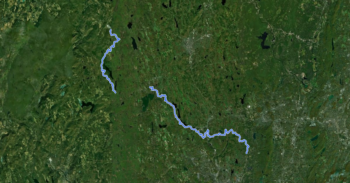 Маршрут Mattatuck Trail на спутниковом снимке