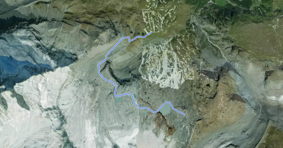 Маршрут Matterhorn glacier trail на спутниковом снимке