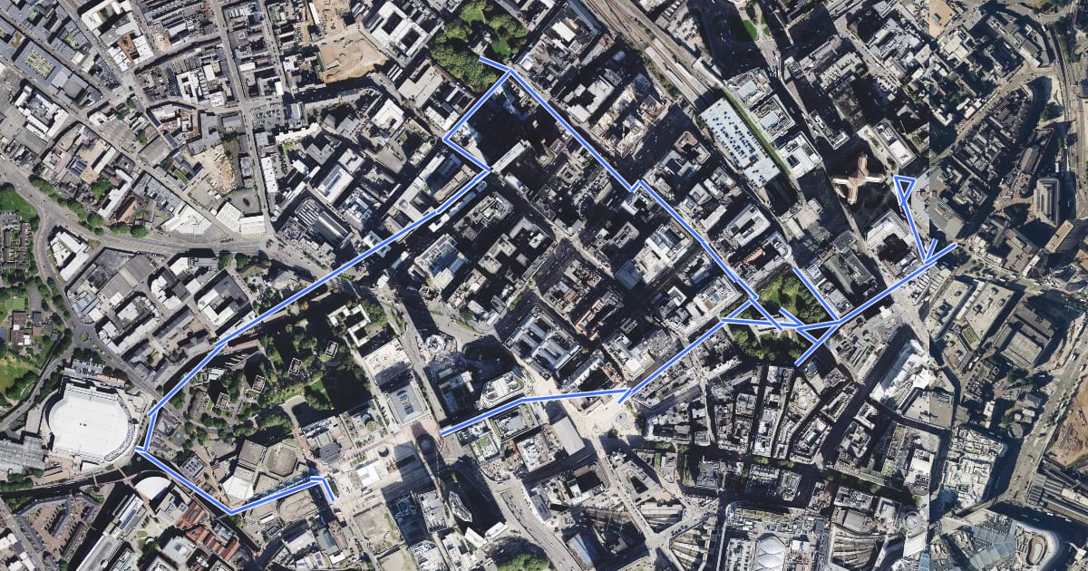 Маршрут Matthew Boulton Trail на спутниковом снимке