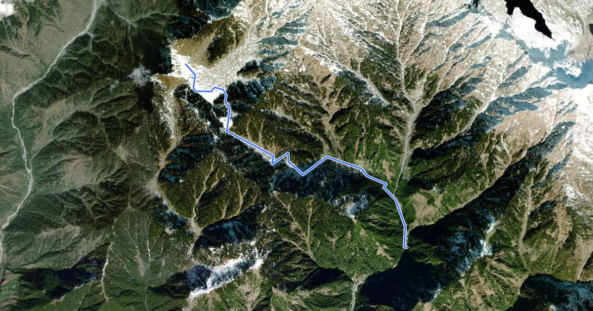Маршрут Matwaru Got - Kareri Lake на спутниковом снимке