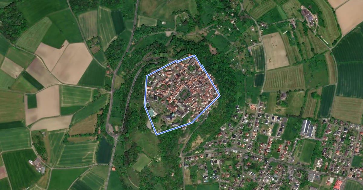 Маршрут Mauerrundweg Amöneburg на спутниковом снимке