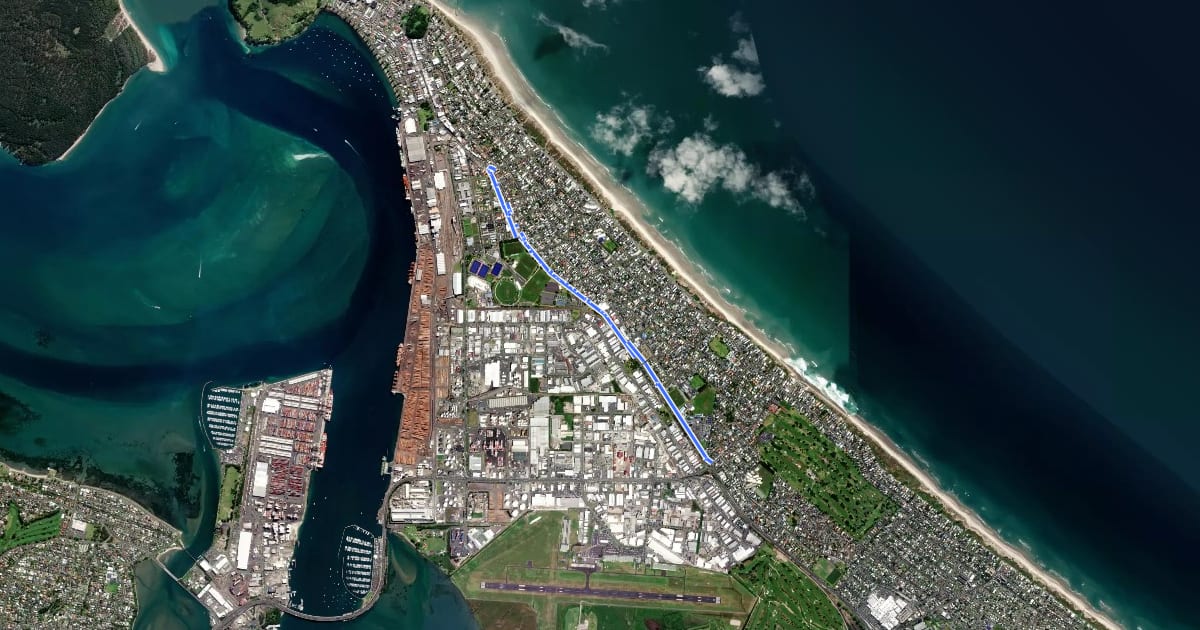 Маршрут Maunganui Shared Path на спутниковом снимке