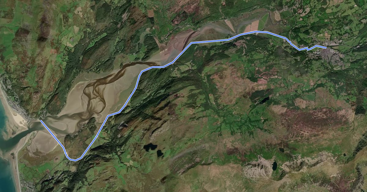 Маршрут Mawddach Trail на спутниковом снимке