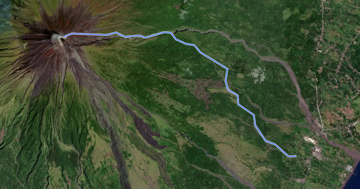 Маршрут Mayon New Lidong Trail на спутниковом снимке
