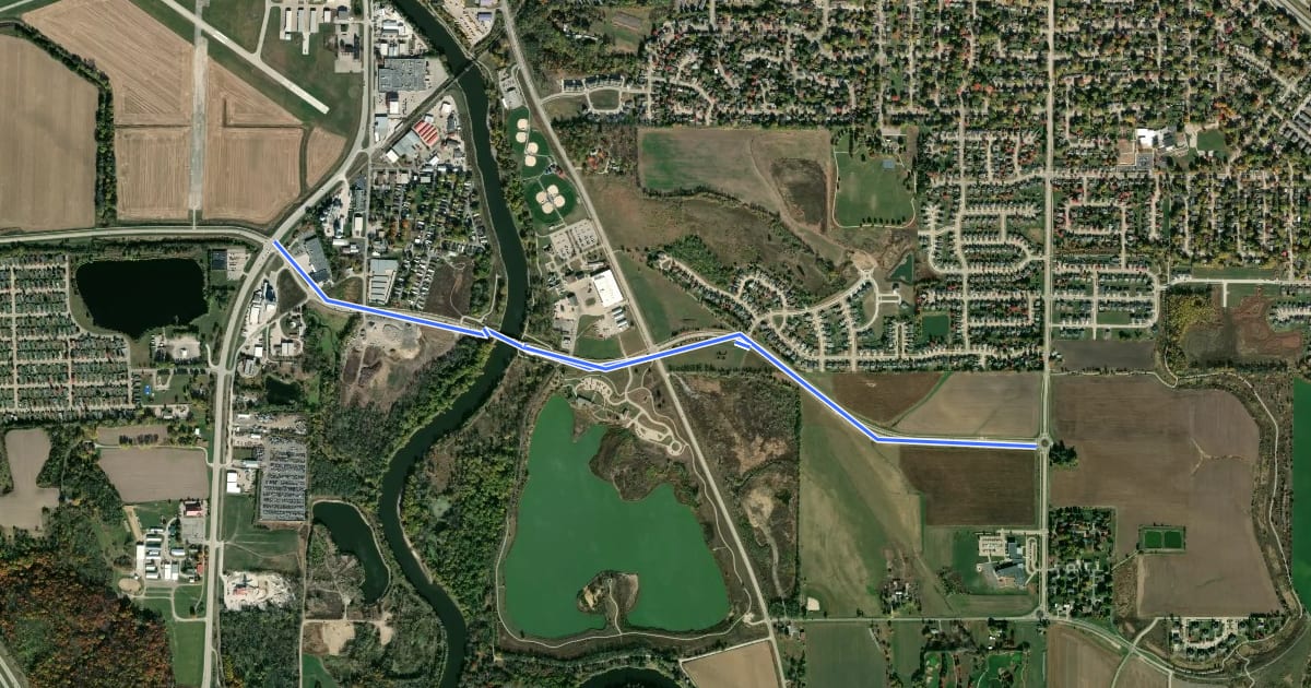Маршрут McCollister Boulevard Sidepath на спутниковом снимке