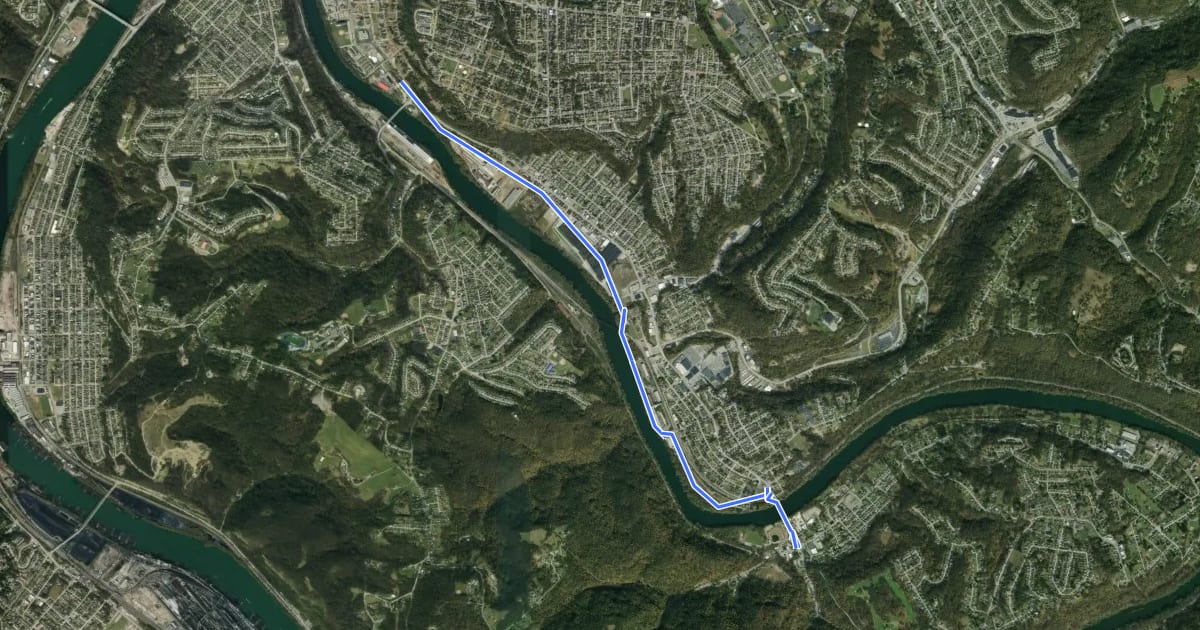 Маршрут McKeesport-Versailles LOOP Trail на спутниковом снимке