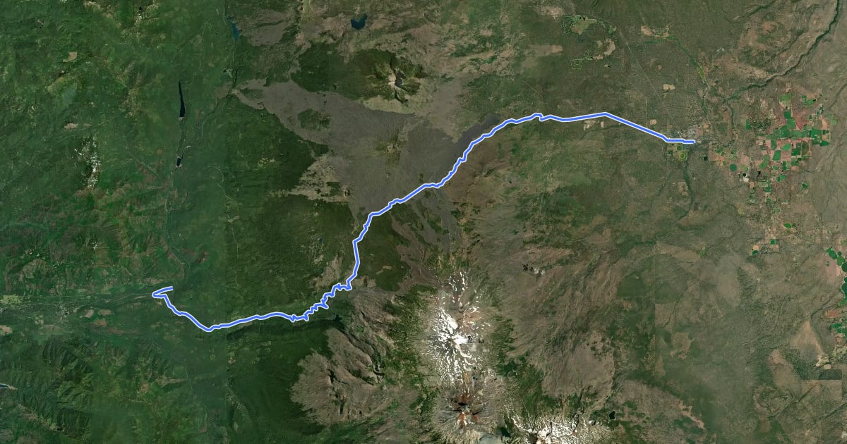Маршрут McKenzie Pass на спутниковом снимке