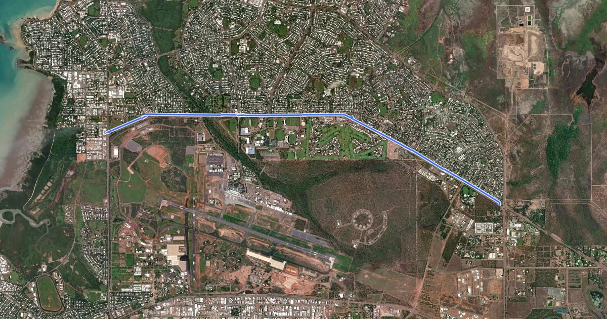Маршрут McMillans Road Shared Path на спутниковом снимке