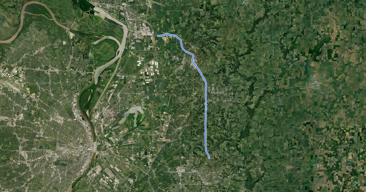 Маршрут MCT Goshen Trail на спутниковом снимке