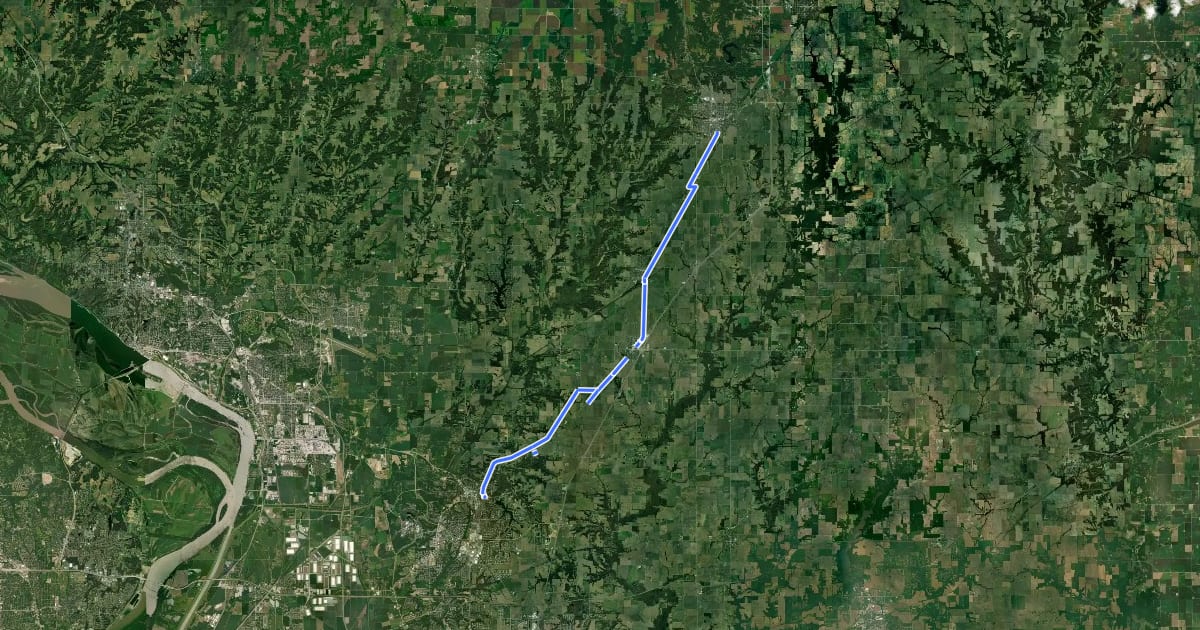 Маршрут MCT Quercus Grove Trail на спутниковом снимке