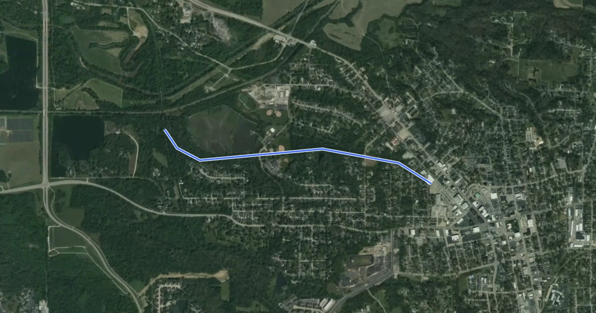 Маршрут MCT Watershed Trail на спутниковом снимке