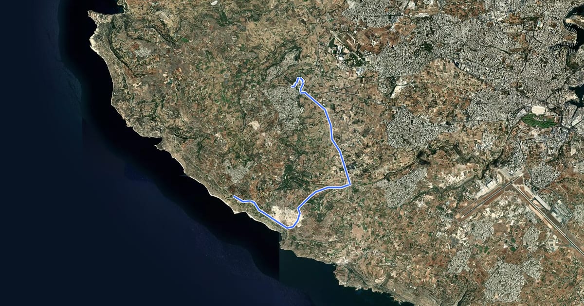 Маршрут Mdina Walk на спутниковом снимке