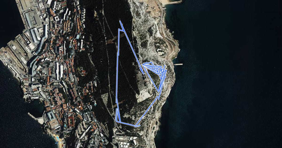 Маршрут Mediterranean Steps на спутниковом снимке