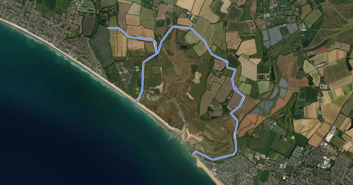 Маршрут Medmerry Cycle Routes на спутниковом снимке