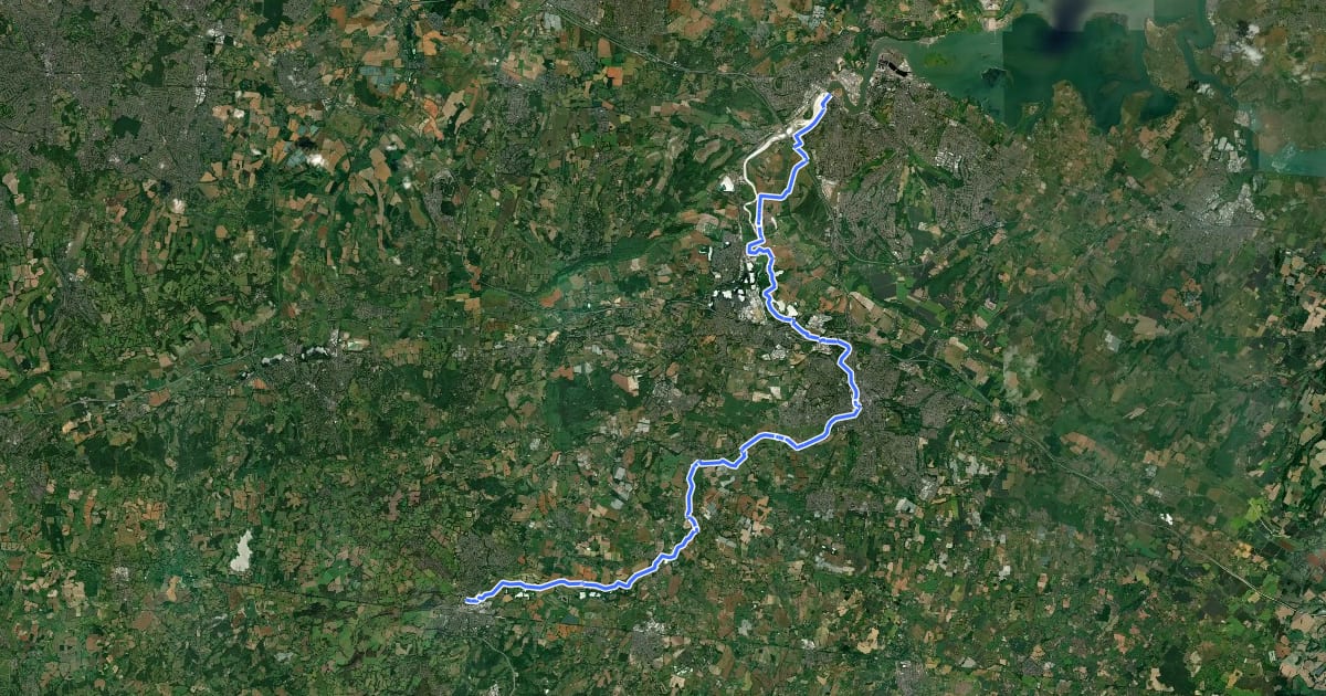 Маршрут Medway Valley Walk на спутниковом снимке