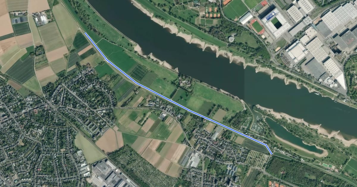 Маршрут Meerbusch (9) - Düsseldorf (36) на спутниковом снимке