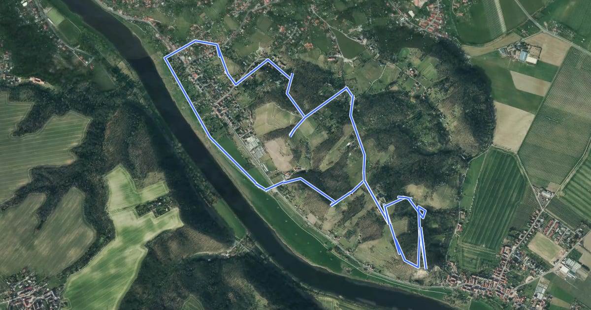 Маршрут Meißner Weinwanderweg на спутниковом снимке
