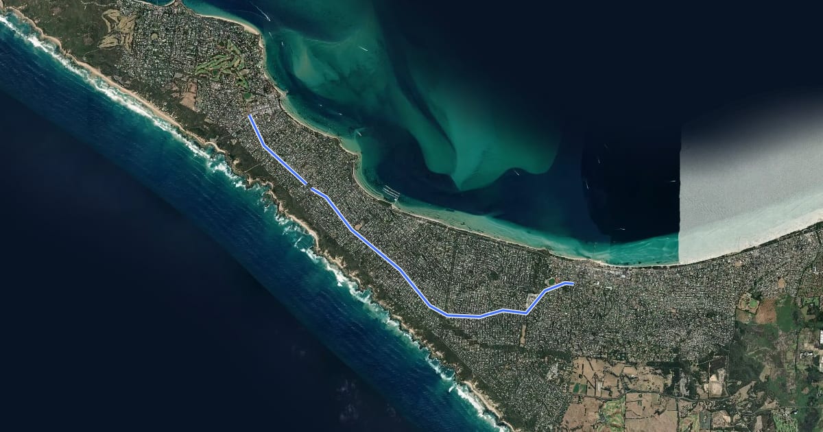 Маршрут Melbourne Road Trail на спутниковом снимке