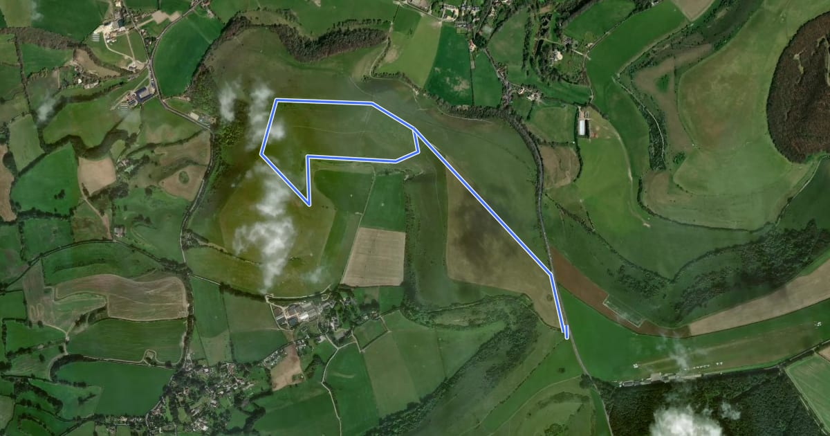 Маршрут Melbury Beacon walk, Fontmell and Melbury Downs на спутниковом снимке