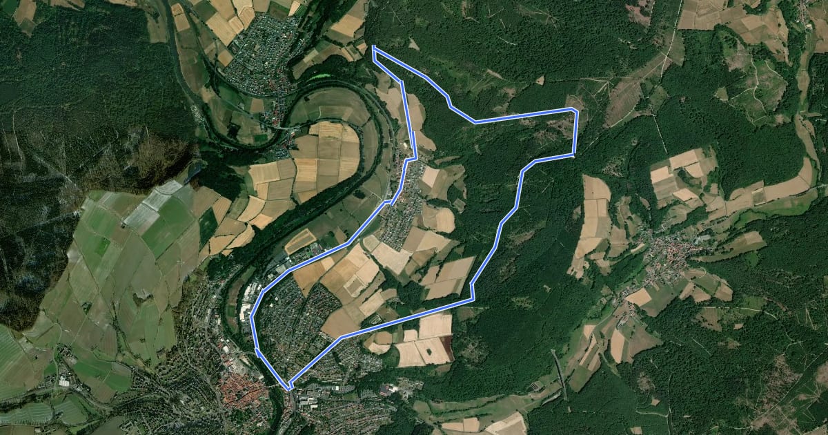 Маршрут Melsunger Rundwanderweg M1 на спутниковом снимке
