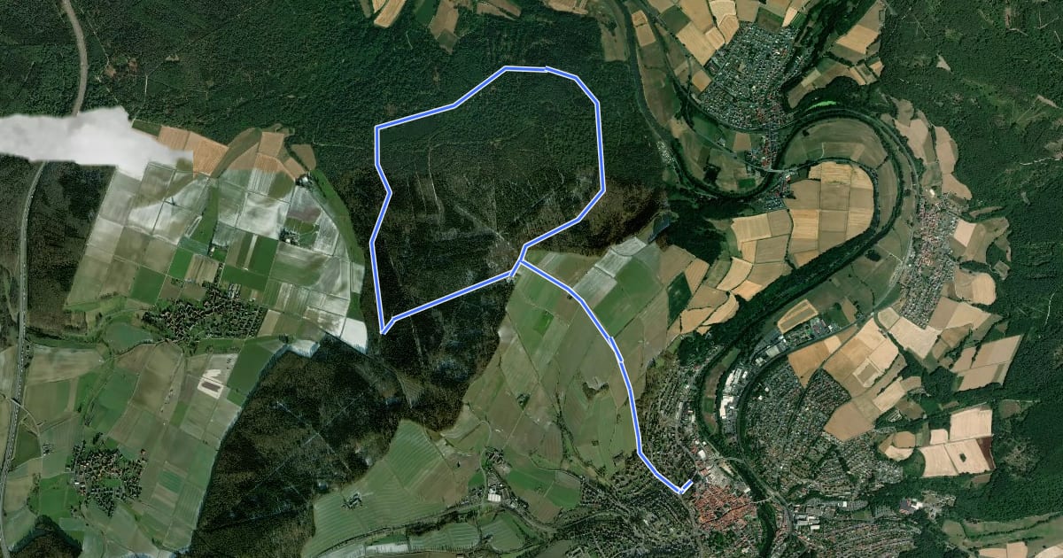 Маршрут Melsunger Rundwanderweg M5 на спутниковом снимке