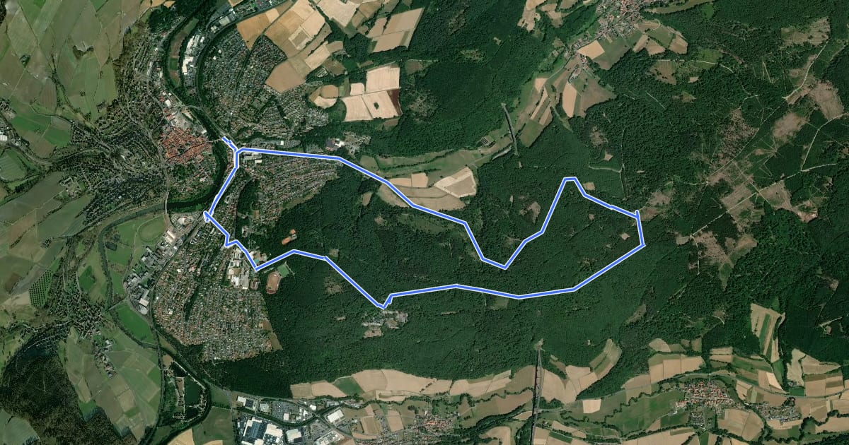 Маршрут Melsunger Rundwanderweg M9 на спутниковом снимке