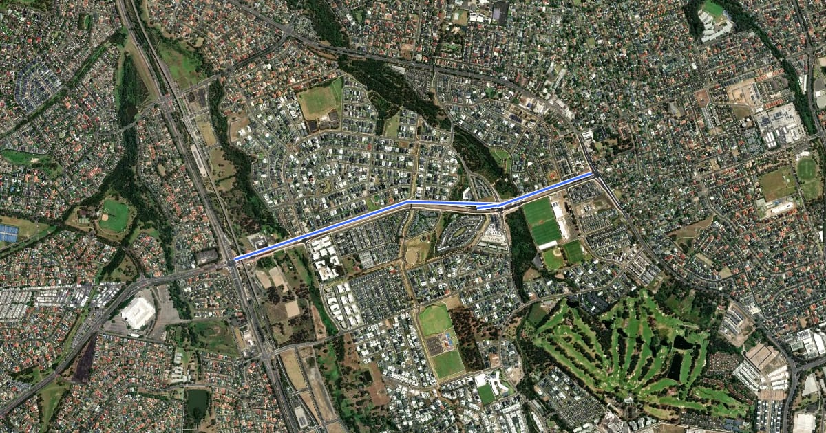 Маршрут Memorial Ave West Path на спутниковом снимке