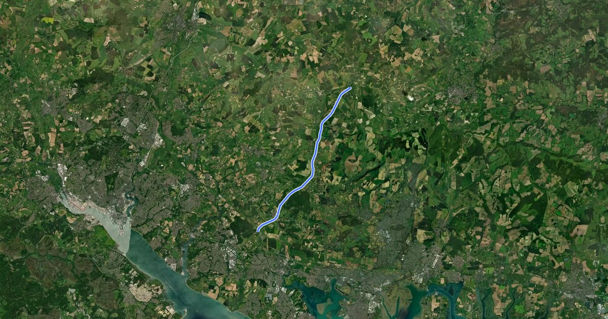 Маршрут Meon Valley Trail на спутниковом снимке