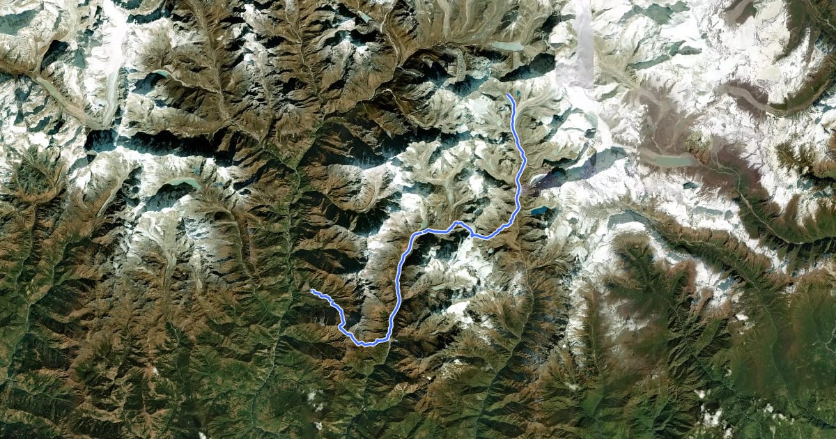 Маршрут Mera Peak trek (via Zatrw La) на спутниковом снимке