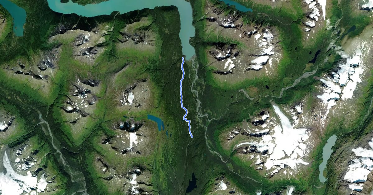 Маршрут Meridian Lakes Trail на спутниковом снимке